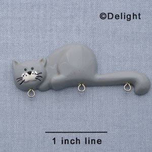 7362 - Cat Gray Laying - Resin Charm Holder (12 per package)