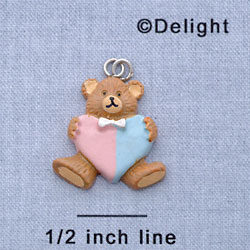 7606 - Bear Heart Multi - Resin Charm (12 per package)