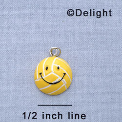 7740 tlf - Mini Yellow Smiley Face Volleyball - Resin Charm (12 per package)