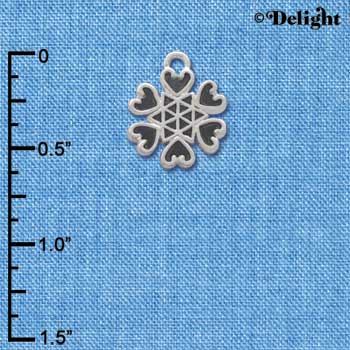 C2700 - Snowflake with Hearts - Silver Charm ( 6 charms per package )