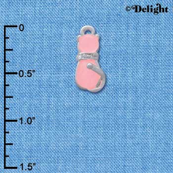 C3617 tlf - Pink Resin Cat - Silver Charm (6 per package)