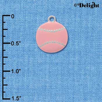 C3623 tlf - Large 2-D Pink Softball - Silver Charm (6 per package)