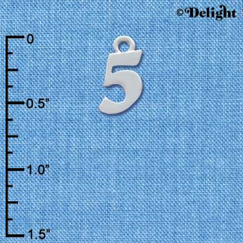 C3629 tlf - Silver Number 5 - Silver Charm (6 per package)