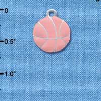 C3621 tlf - Large 2-D Pink Basketball - Silver Charm (6 per package)