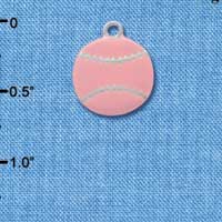 C3623 tlf - Large 2-D Pink Softball - Silver Charm (6 per package)