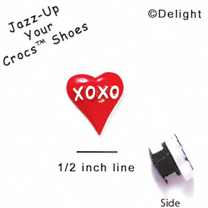 CROC-5620 - Red Heart with White XOXO - Clog Shoe Decoration Charm 