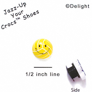 CROC-5626 - Mini Smiley Face Volleyball - Clog Shoe Decoration Charm 